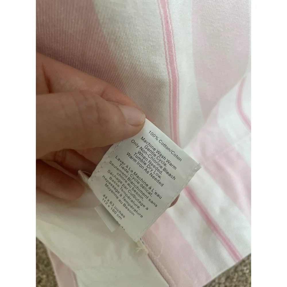 Pottery Barn Kids Spring Stripe Curtain Panel Pink White 44x63 Cotton Single